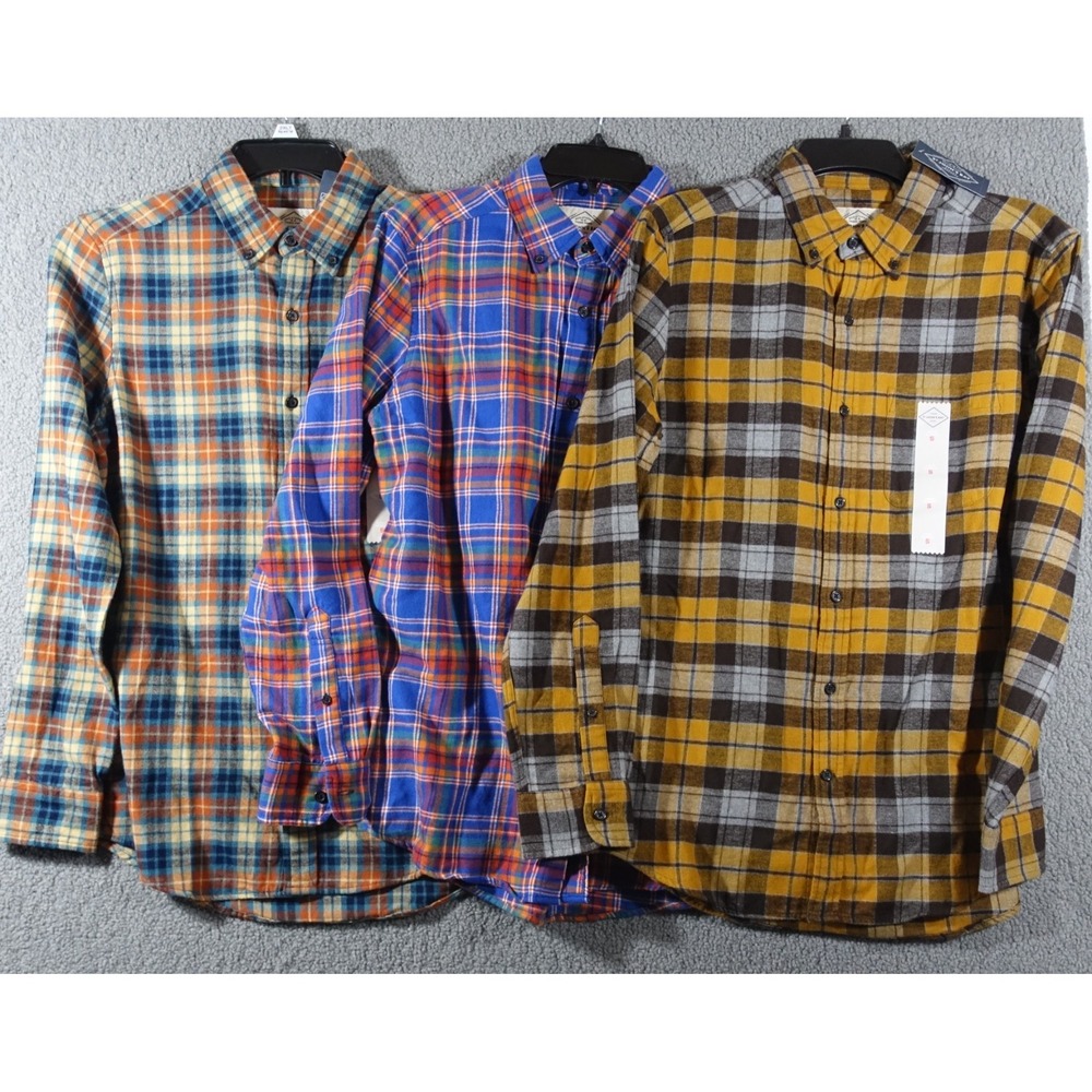 Lot of 3 Flannel Shirts Men Small Chest Pocket Soft St Johns Bay NWT $102